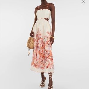 ZIMMERMANN Devi floral cutout linen midi dress